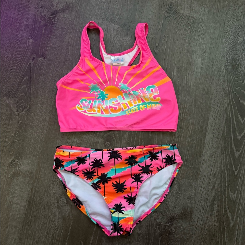 Sunshine State of Mind Pink Kids Bikini Set